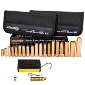 AimShot Master 2 Multi-Caliber Bore Sight Kit with Red Laser includes two carrying cases